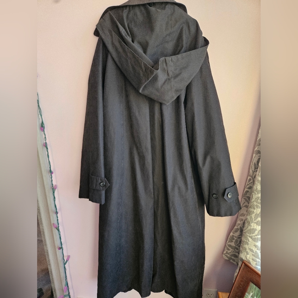 London Fog Dark Gray Hooded Trench Coat - Picture 2 of 3